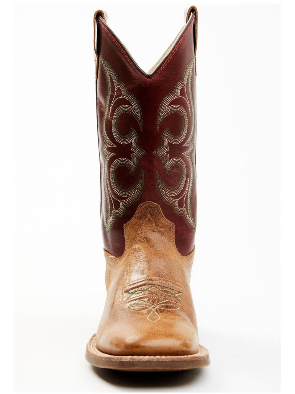 Kids Two-Tone Cowboy Boots - Tan & Burgundy